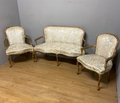 Edwardian French Gilt-wood Three Piece Salon Suite