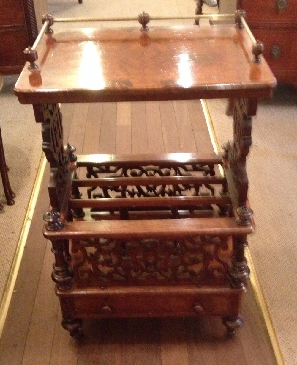 Antique burr walnut Victorian two tier Canterbury circa 1870