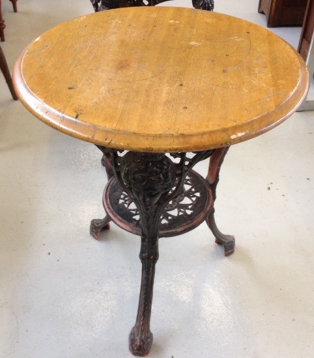 Cast iron pub table Well cast base circa 1900