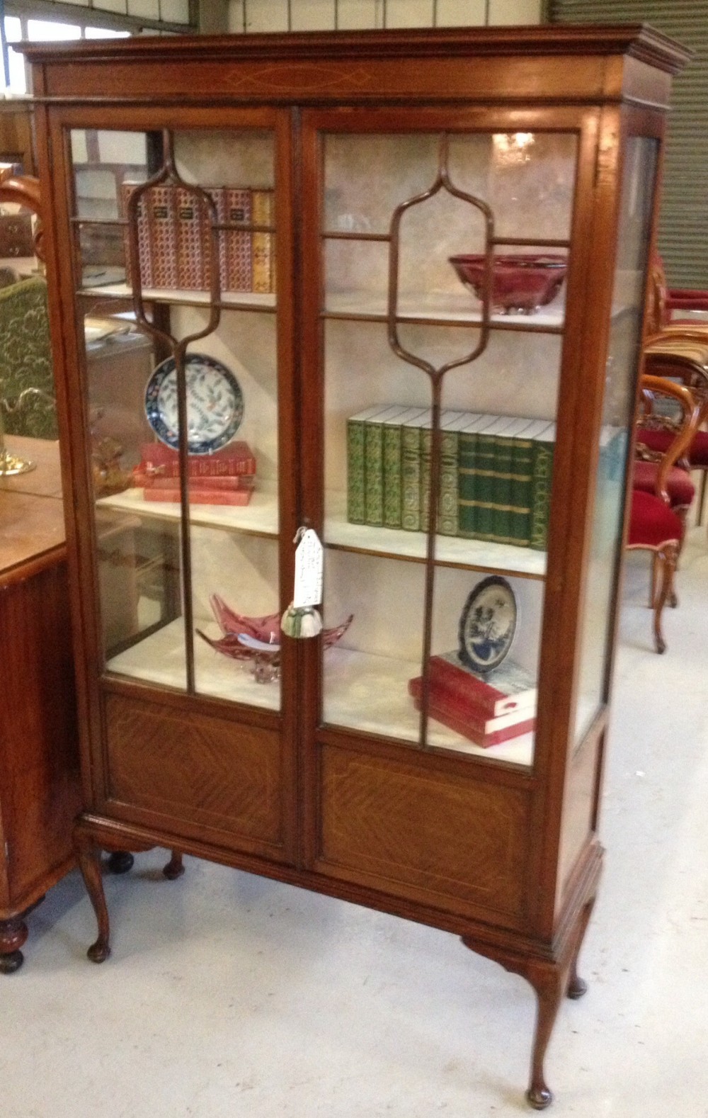 Edwardian inlaid mahogany display cabinet circa 1910