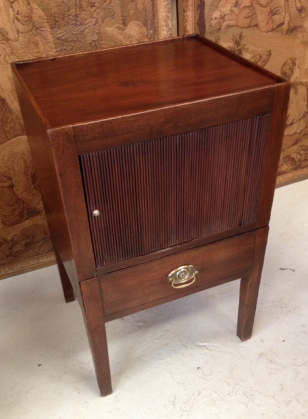 Georgian mahogany tambour fronted bedside cabinet