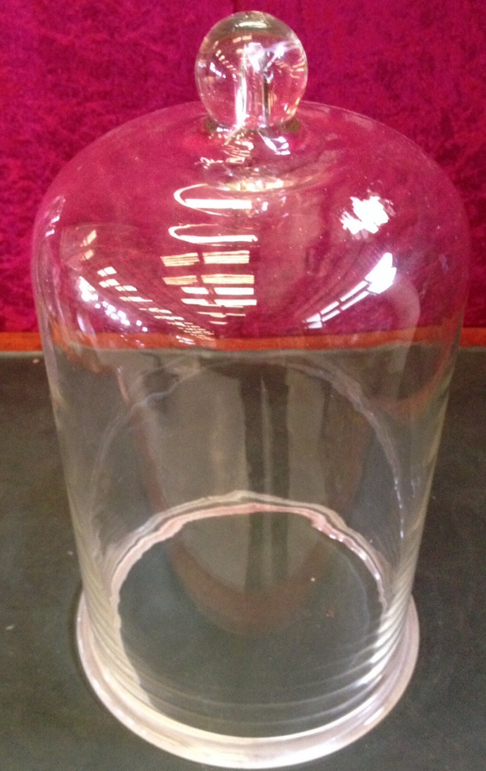 Victorian hand blown glass table dome with ground base 