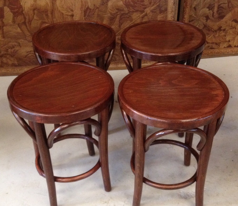 Set of four bentwood stools . Good heavy construction. Original polish 