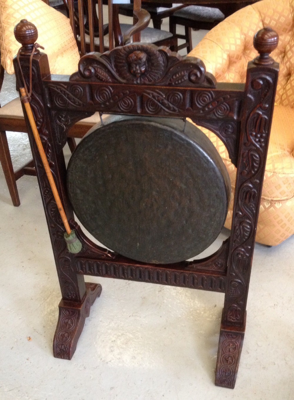 Antique Victorian carved oak dinner gong