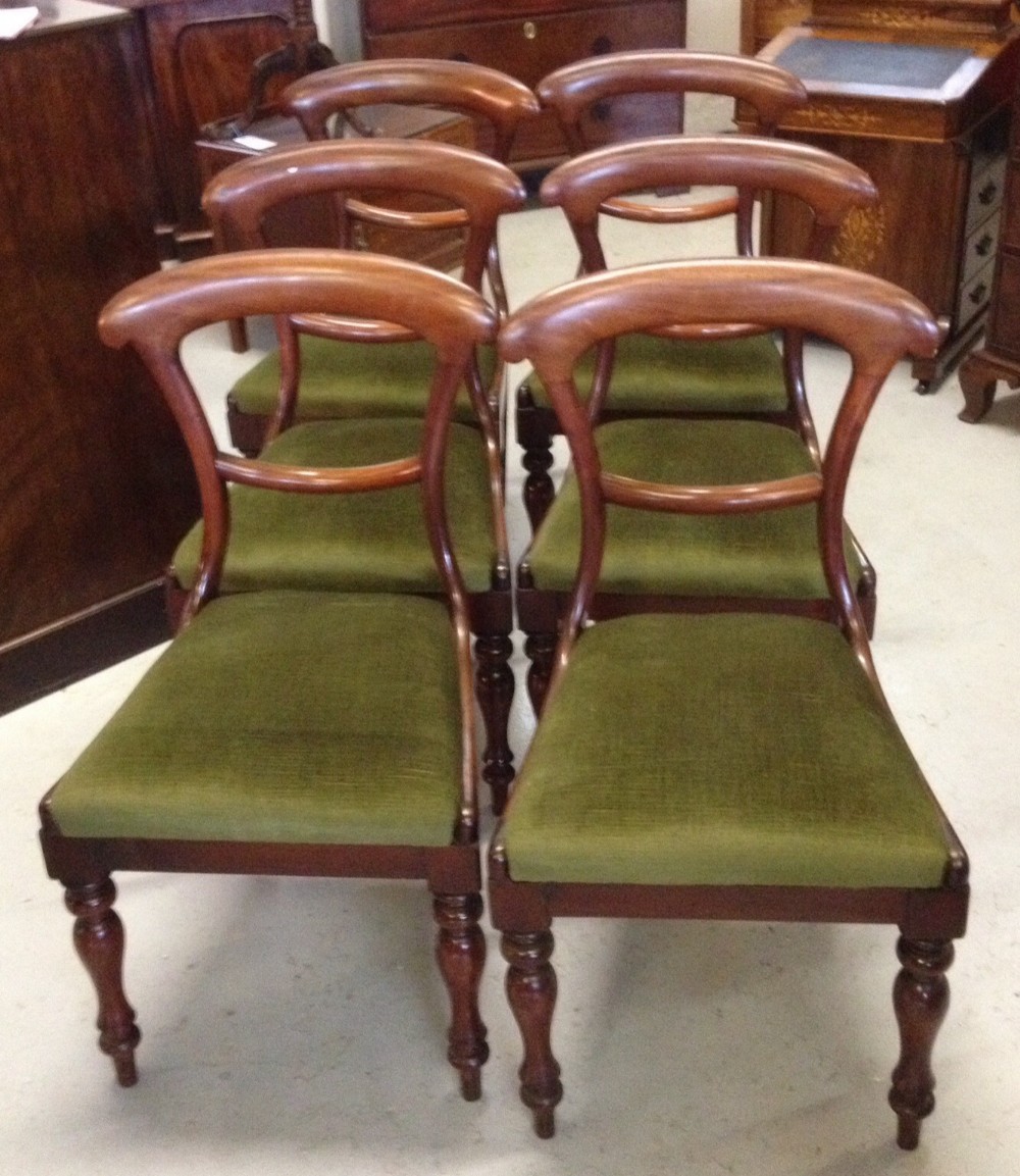 Victorian set of six mahogany dining chairs with drop in seats