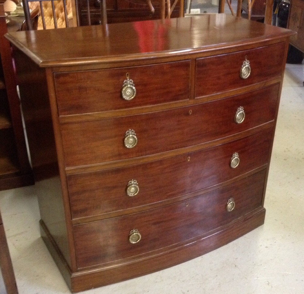 Victorian mahogany bow front chest of drawers by Sopwith of Newcastle