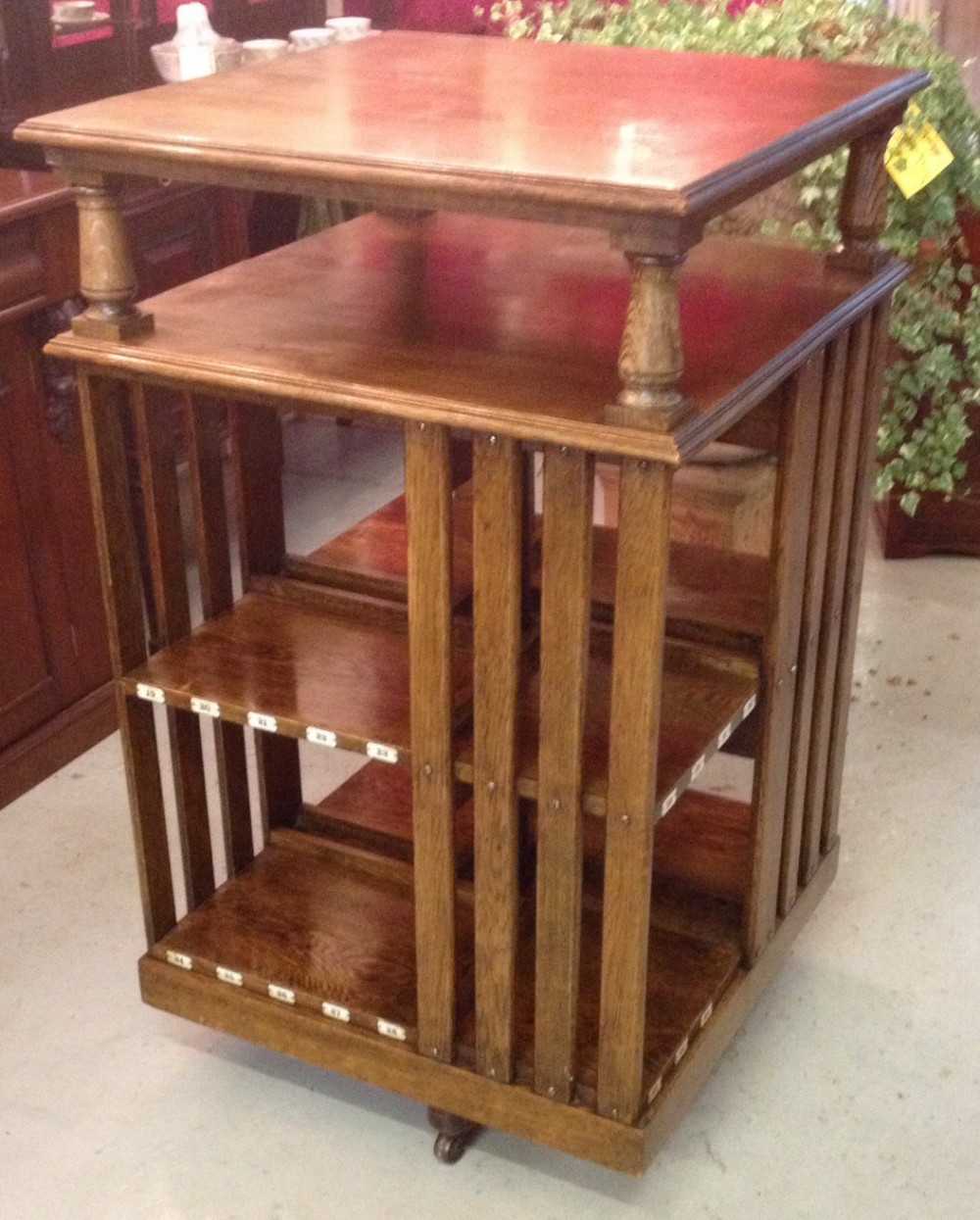 Victorian oak revolving library bookcase circa 1890