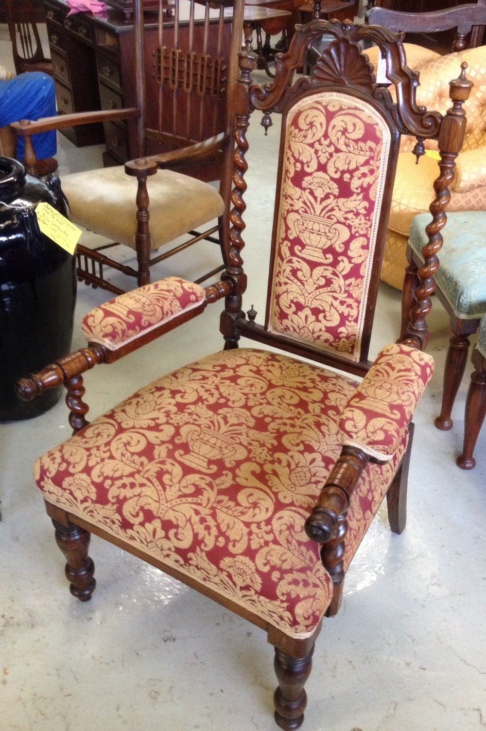 Victorian turned and carved rosewood library chair