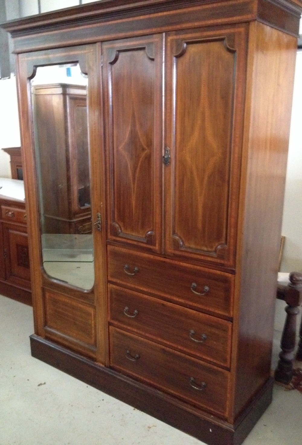 Victorian inlaid mahogany compactum wardrobe 