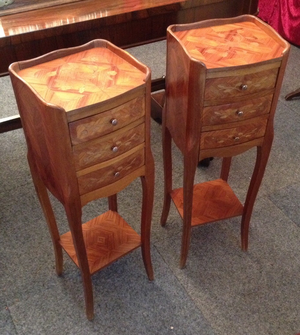 Pair of inlaid kingwood bedside cabinets circa 1920