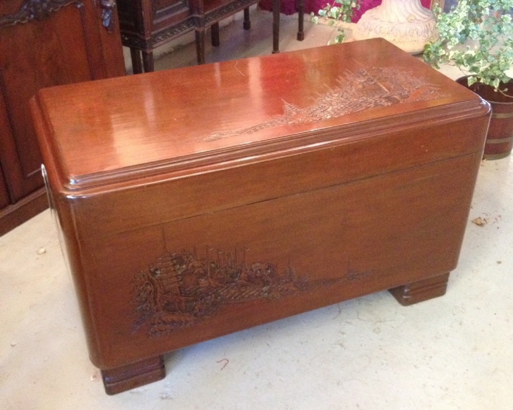 Camphorwood chest with interior tray circa 1920