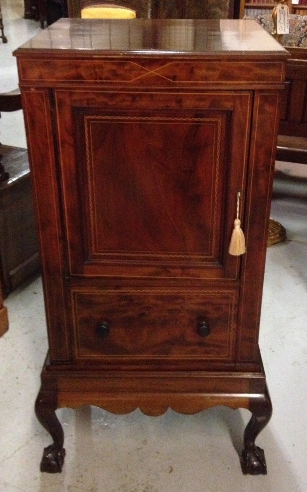 Inlaid Sheraton revival mahogany safe cupboard circa 1890