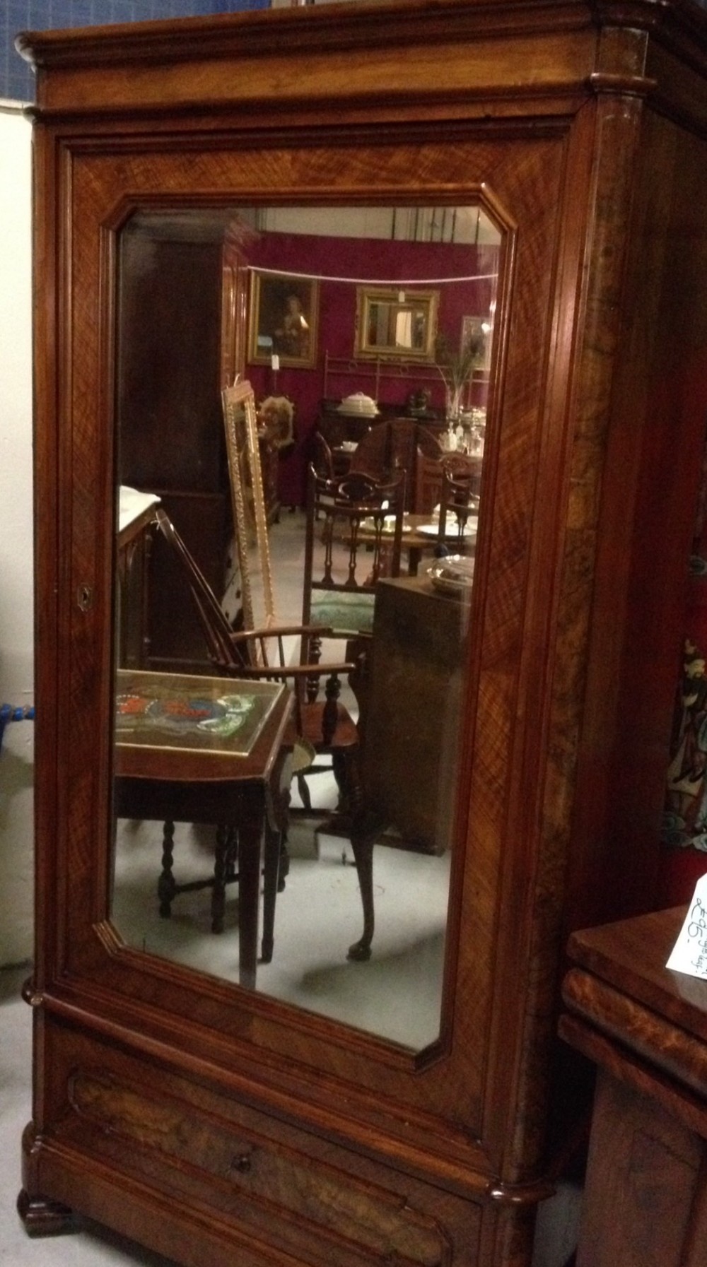Nineteenth century walnut armoire with mirrored door