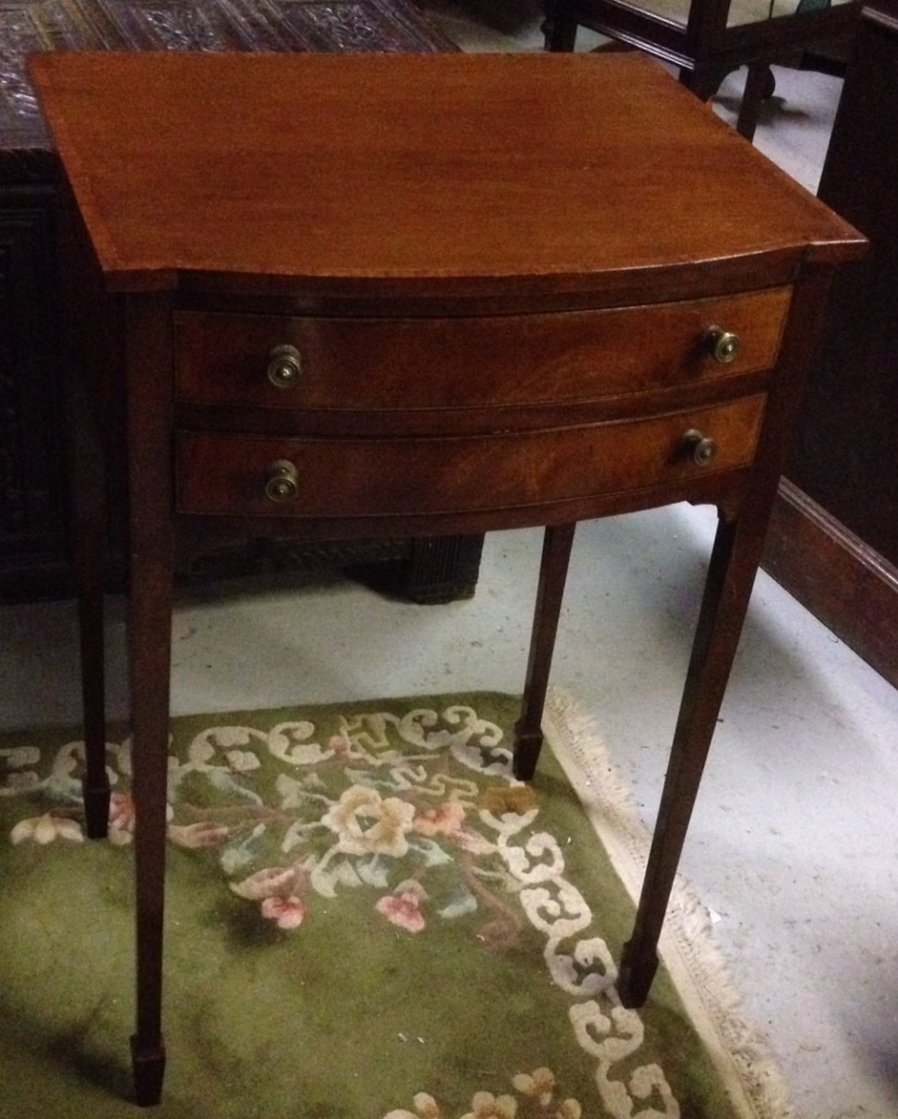 Nineteenth century Sheraton revival mahogany two drawer side table 