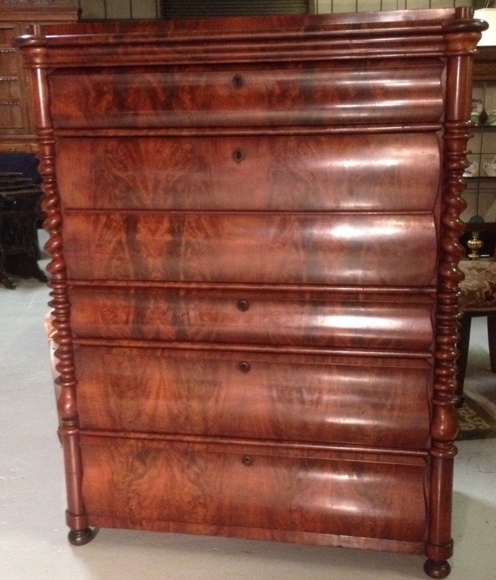 Superb flame mahogany secretaire chest circa 1870
