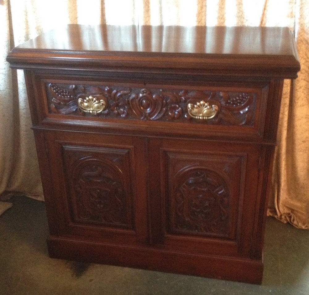 Victorian carved walnut secretaire circa 1880