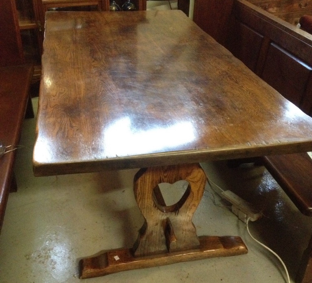 Solid oak refectory table  comfortable eight seater circa 1920
