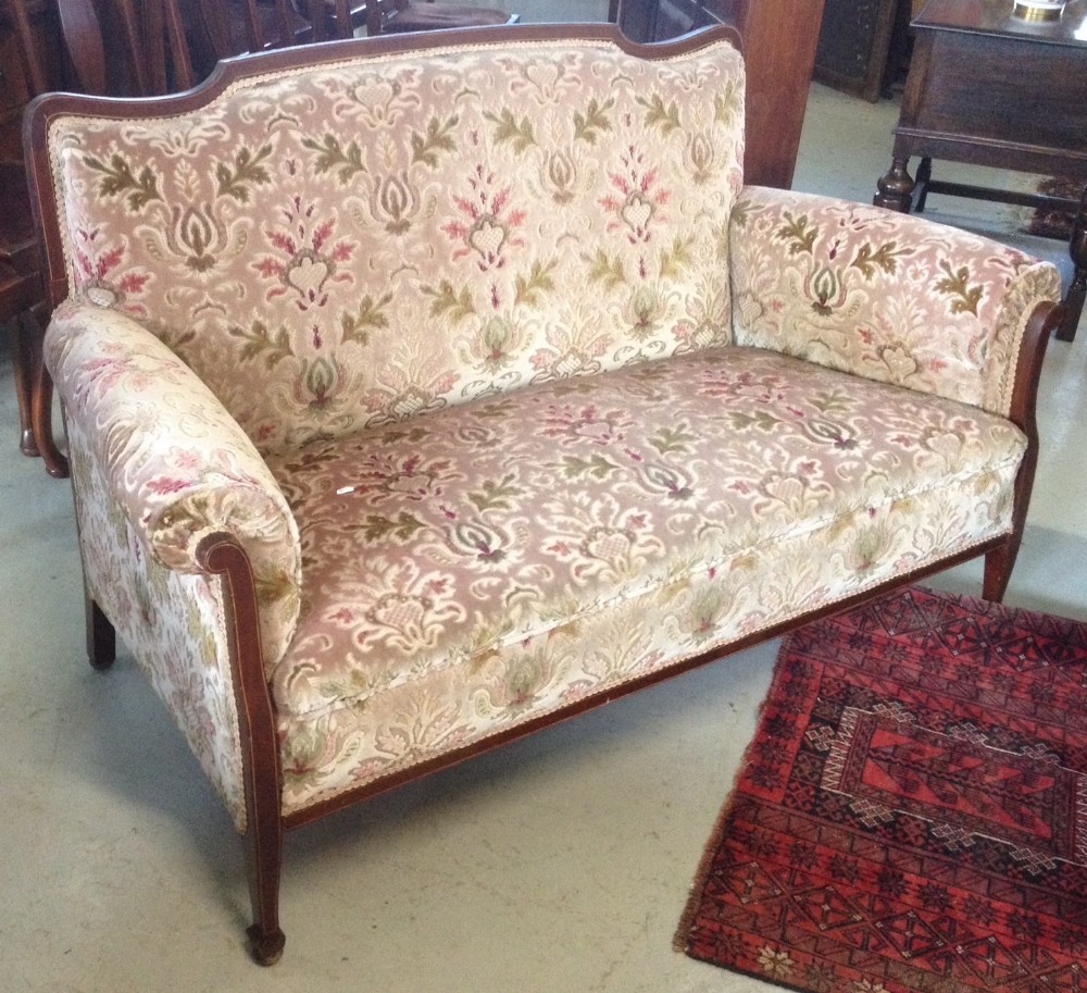 Late Victorian two seater mahogany framed  sofa