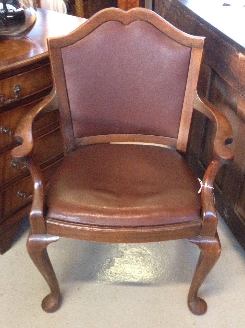 Walnut framed armchair ideal for a desk 