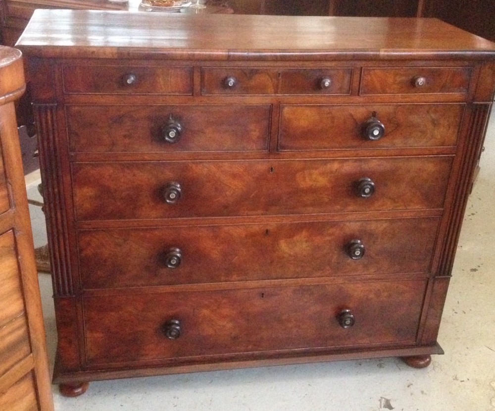 Victorian flame mahogany 5 height chest of drawers completely original 