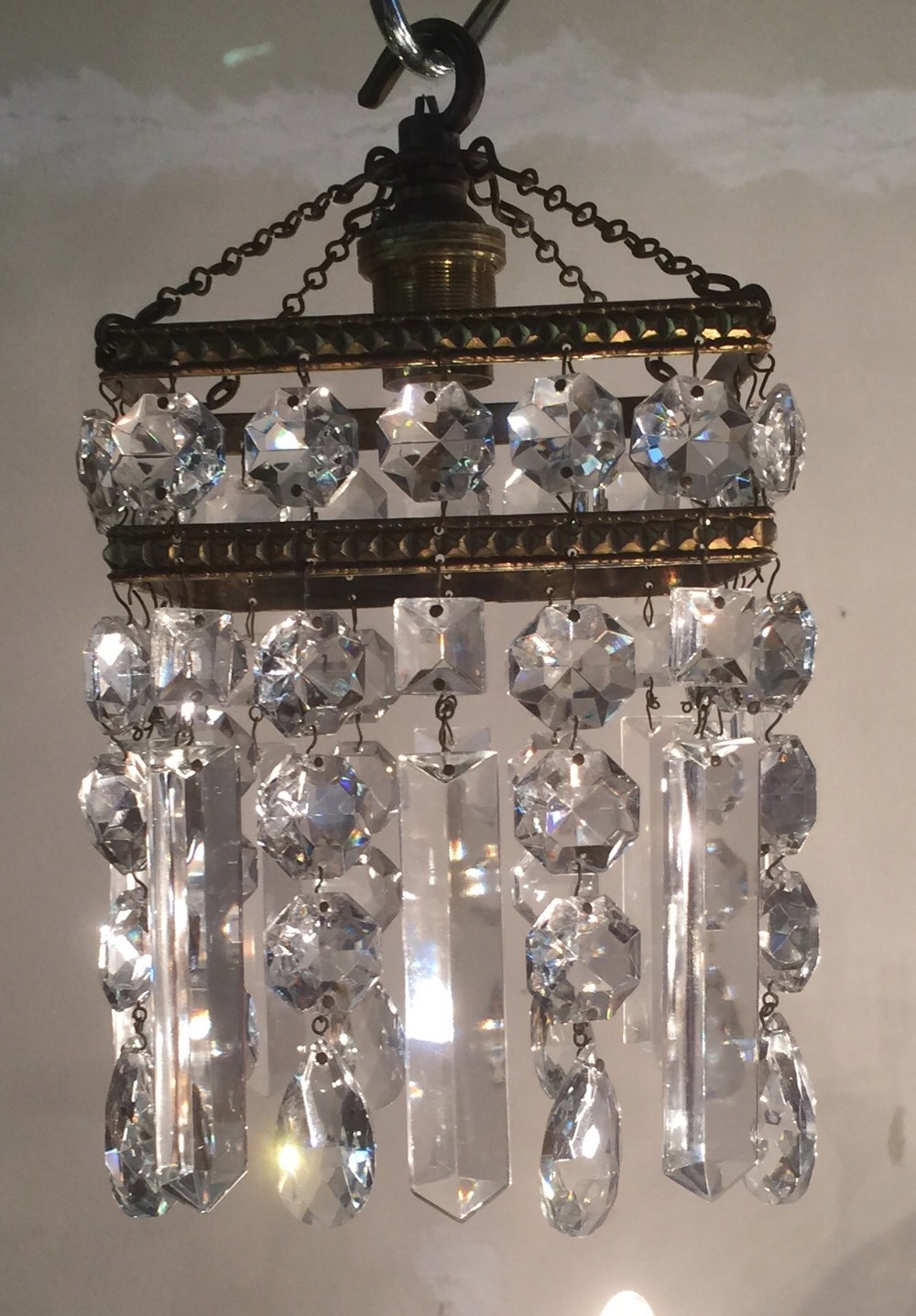 Square lead crystal cut glass pendant chandelier. 