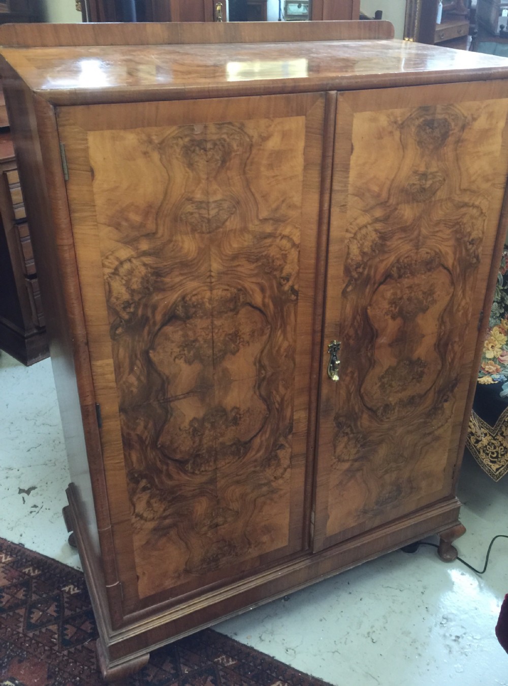 Art Deco burr walnut fitted tallboy