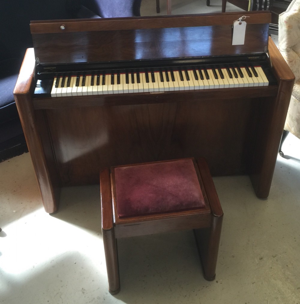 Art Deco compact walnut piano with stool