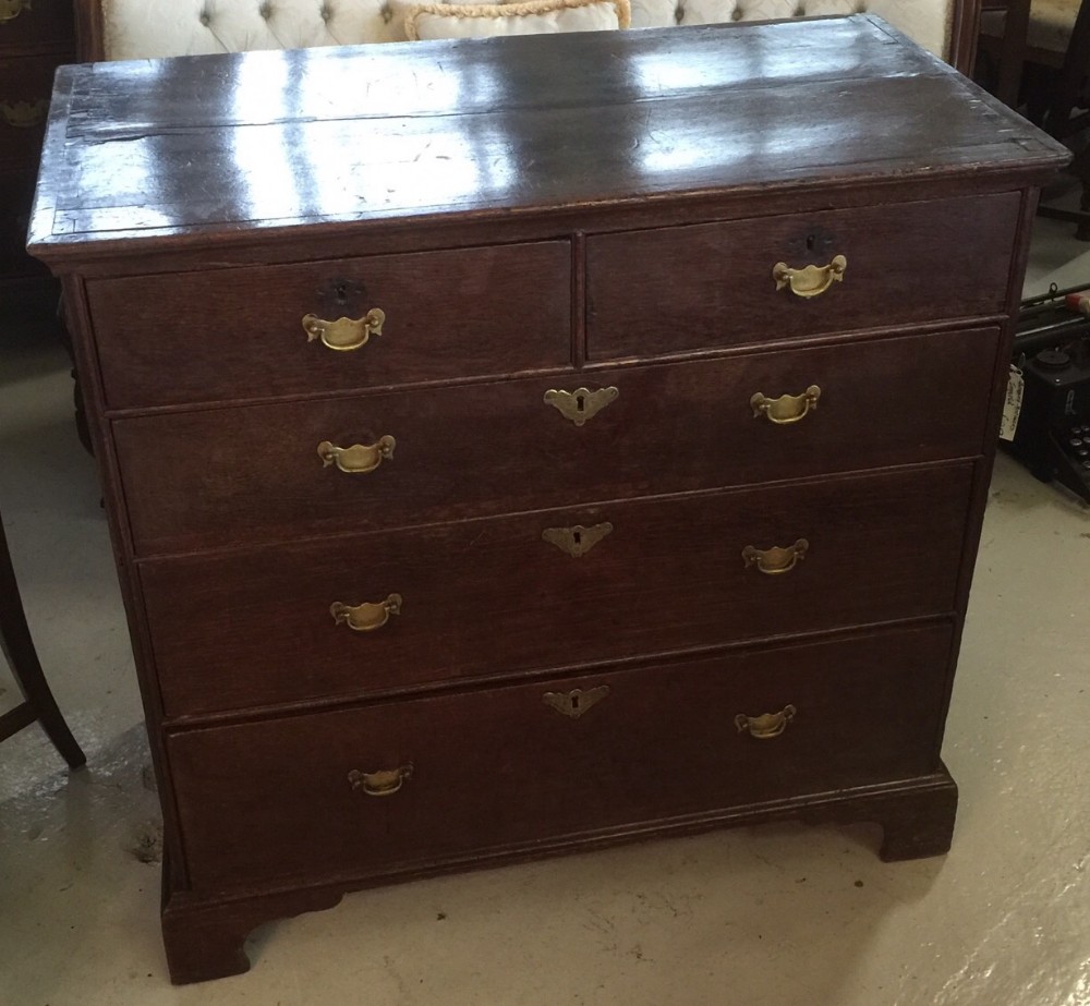 George II oak four height chest of drawers 