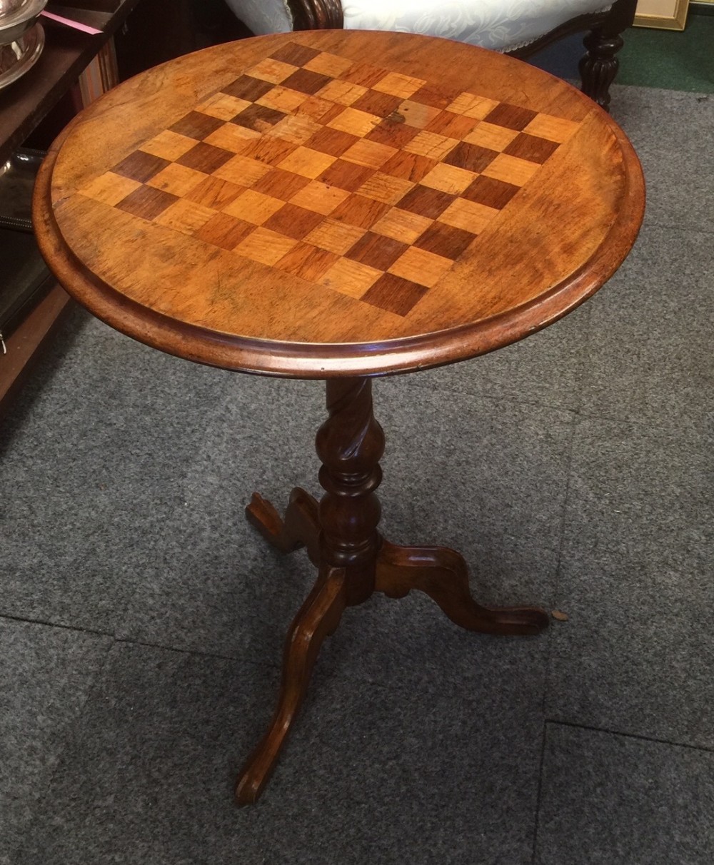 Victorian walnut games table on tripod base circa 1880
