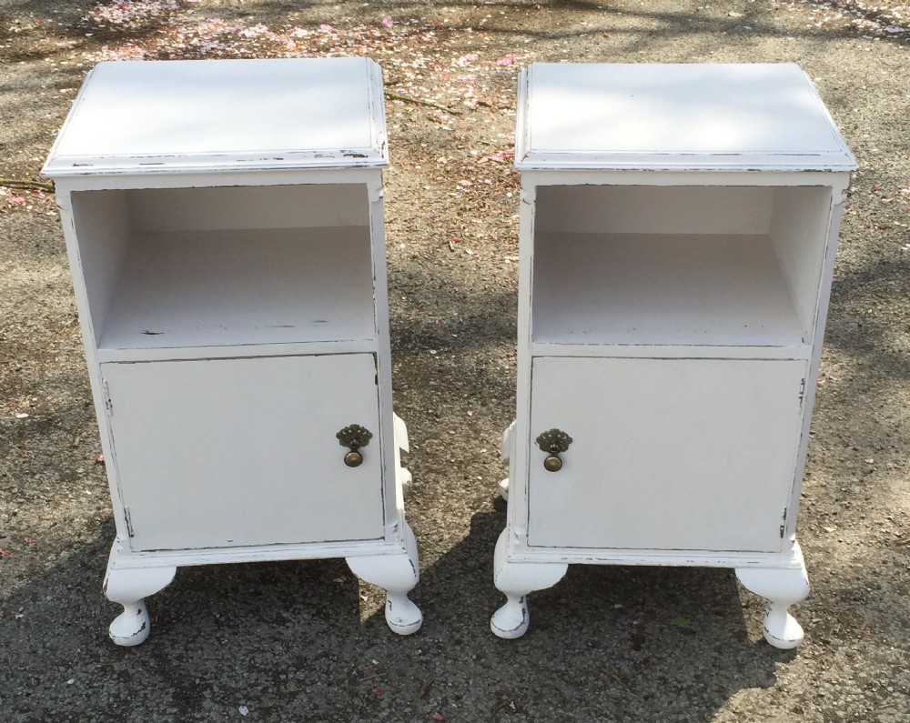 Pair Art Deco painted bedside cabinets 