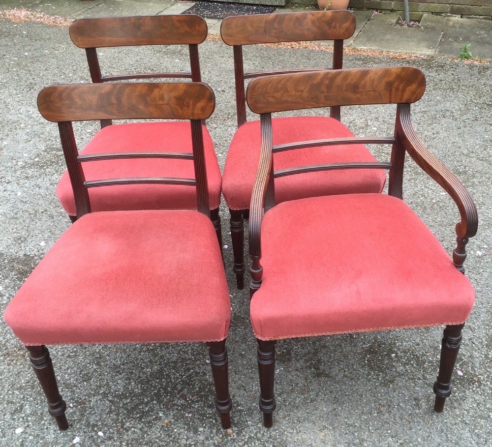 Four mahogany regency dining chairs circa 1830