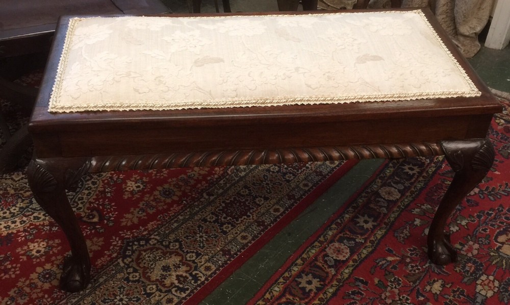 Edwardian carved mahogany duet stool circa 1910