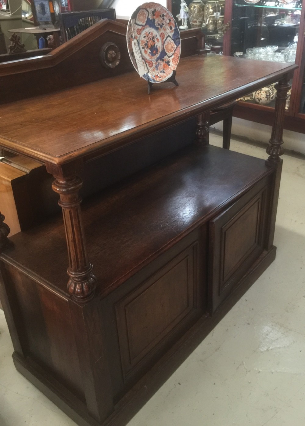 Victorian solid oak two tier buffet. Circa 1880