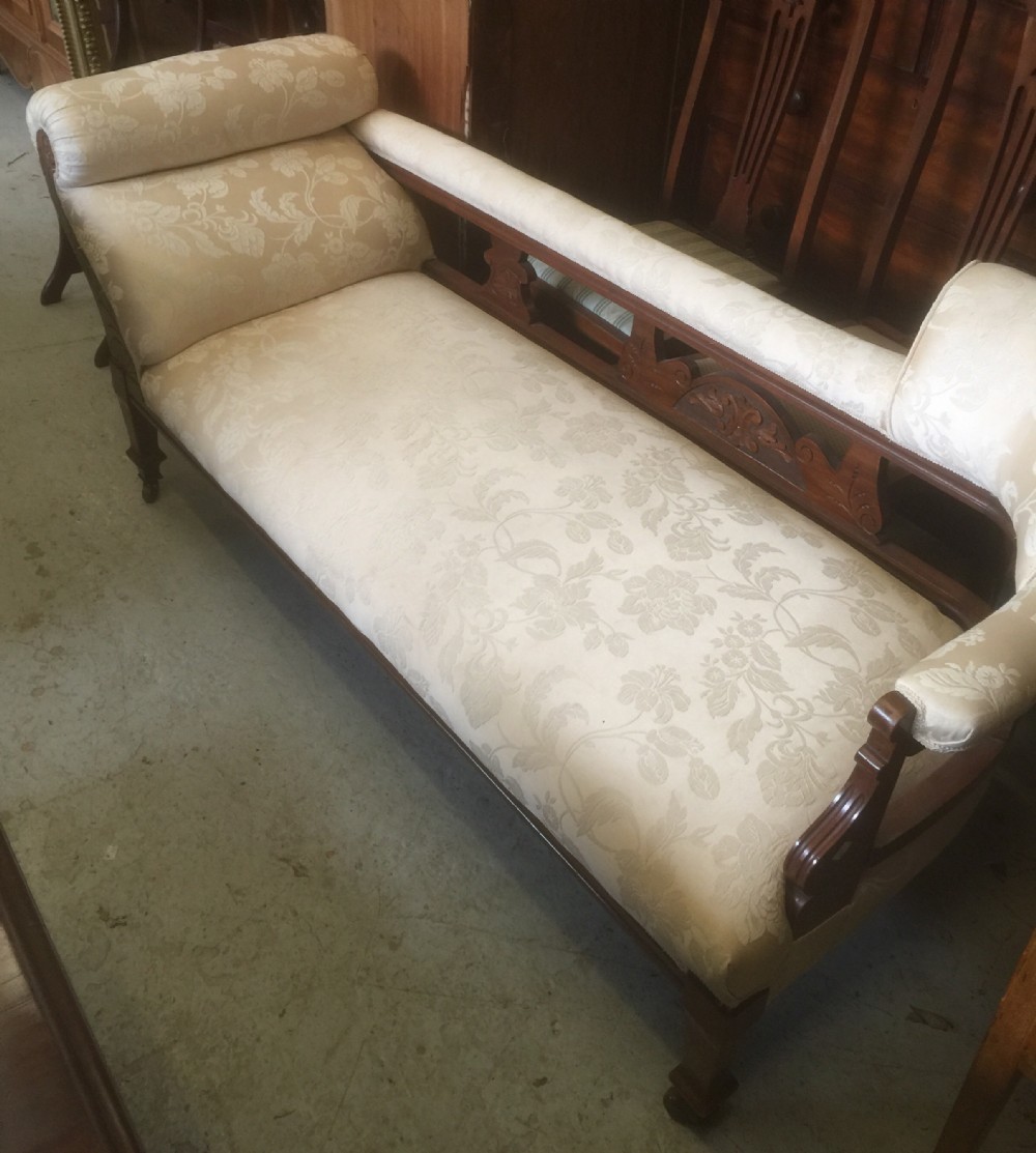 Late Victorian walnut framed chaise longue circa 1890