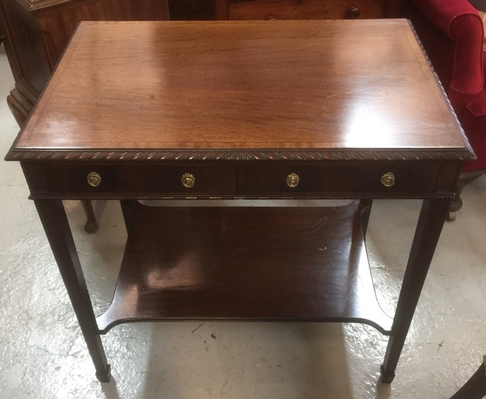 Late Victorian two drawer mahogany side table 