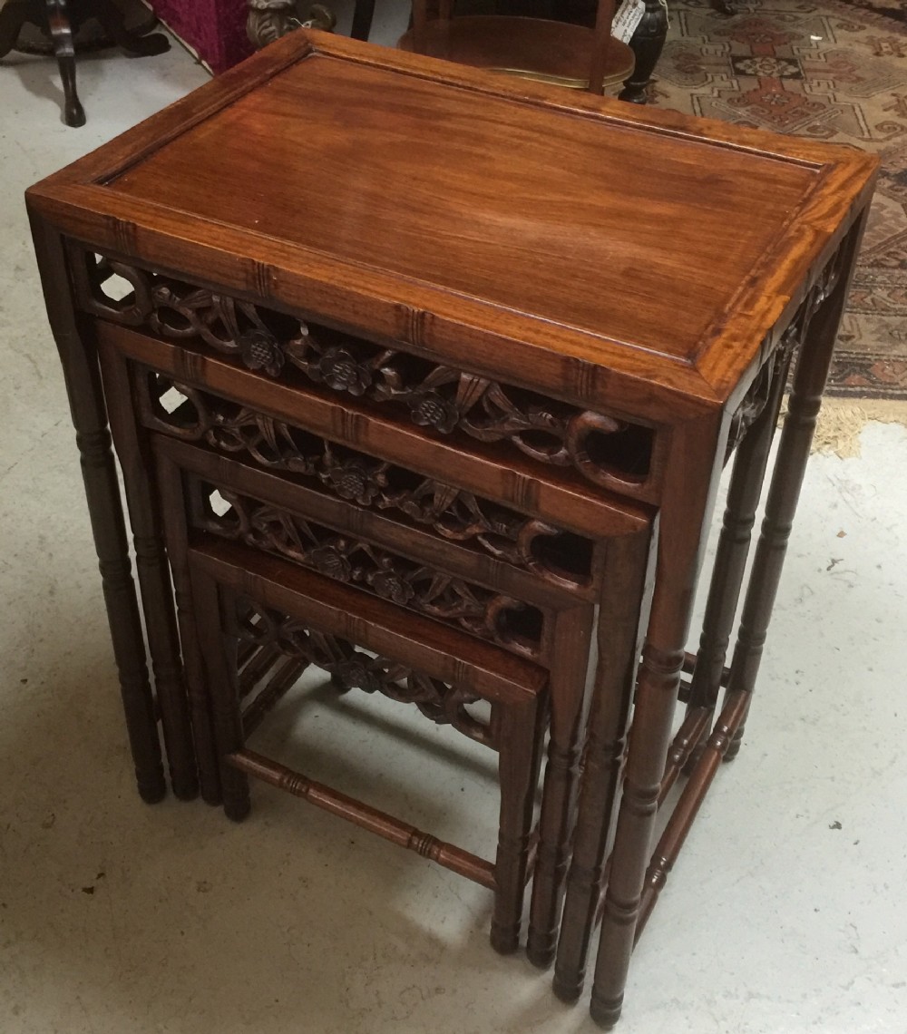 Antique Padouk wood quartetto nest of tables