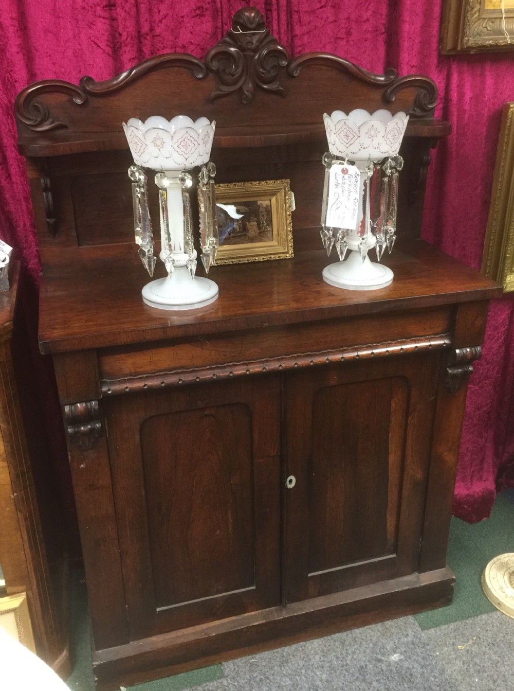 Small carved rosewood Victorian sideboard 