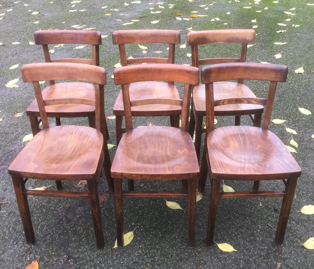 Set of six bar back cafe chairs 