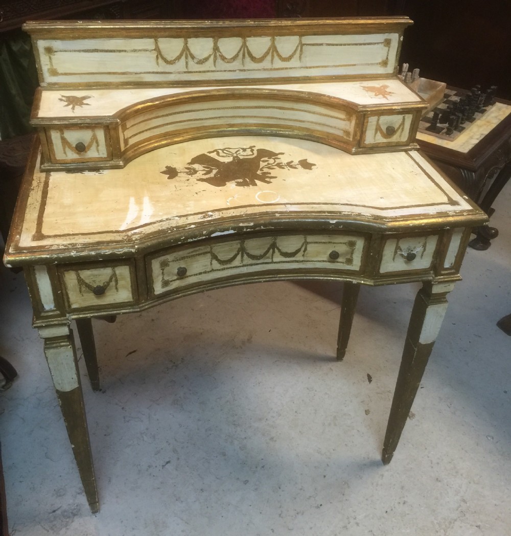 Cream & gilded florentine bonheur du jour. circa 1920. 