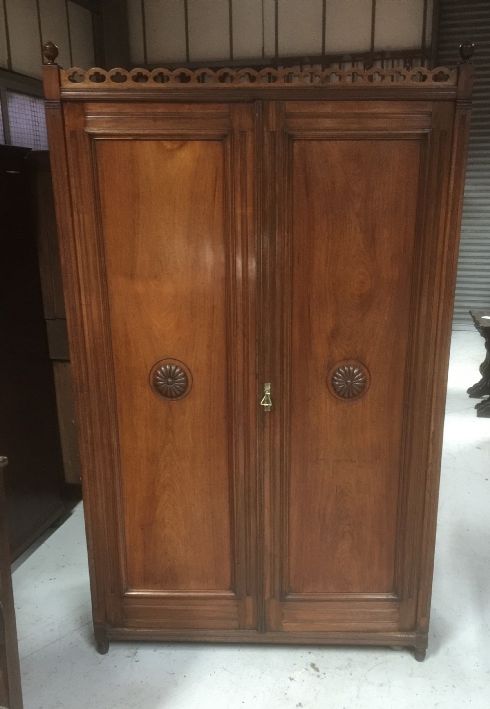 Victorian red walnut clothes press