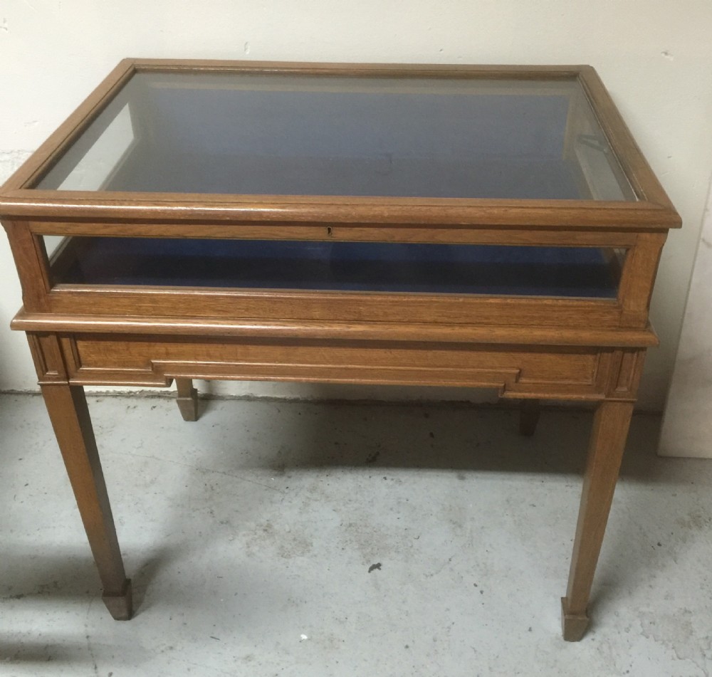 Antique golden oak museum display cabinet 