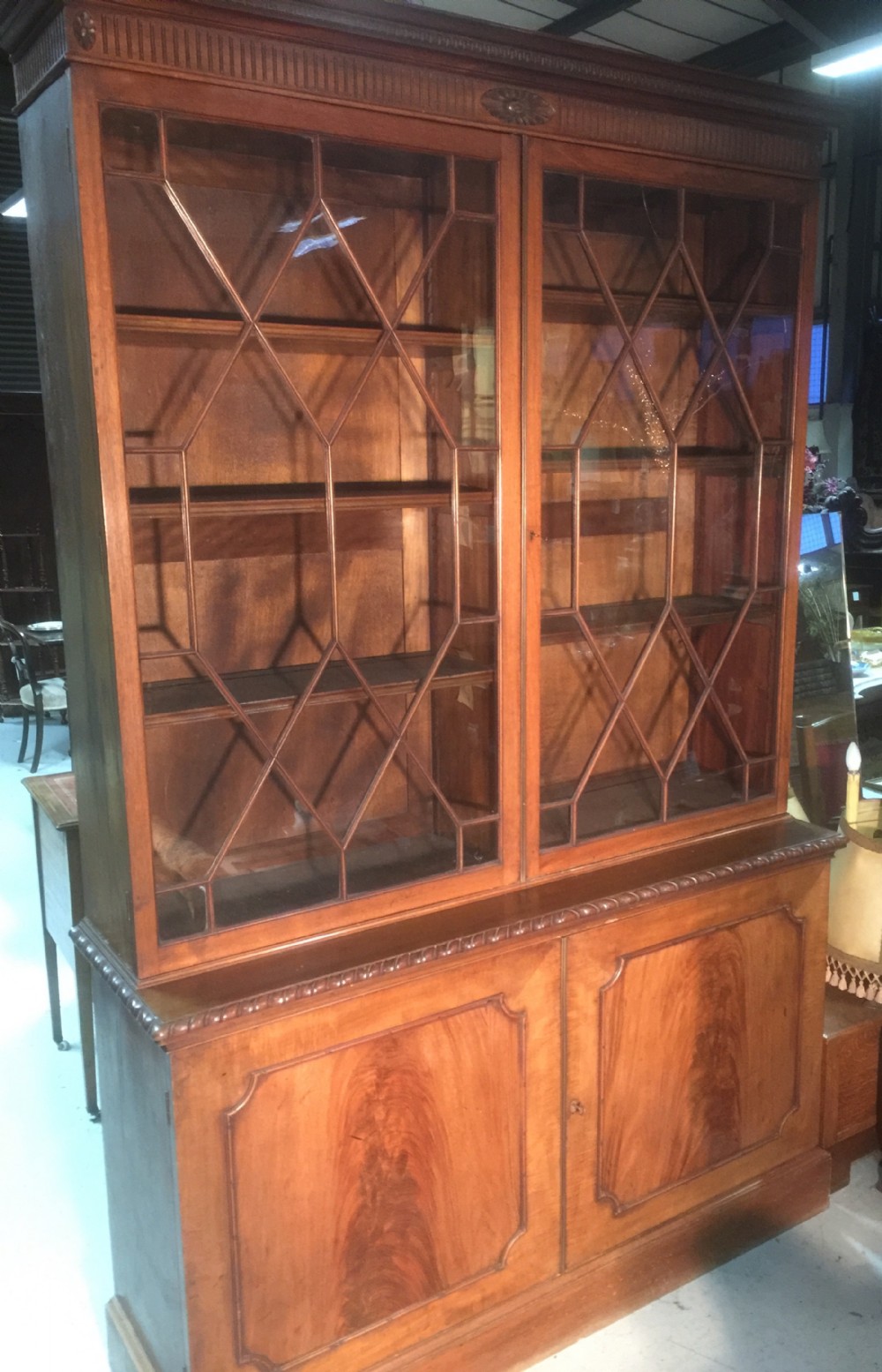Antique mahogany astragal glazed library bookcase 