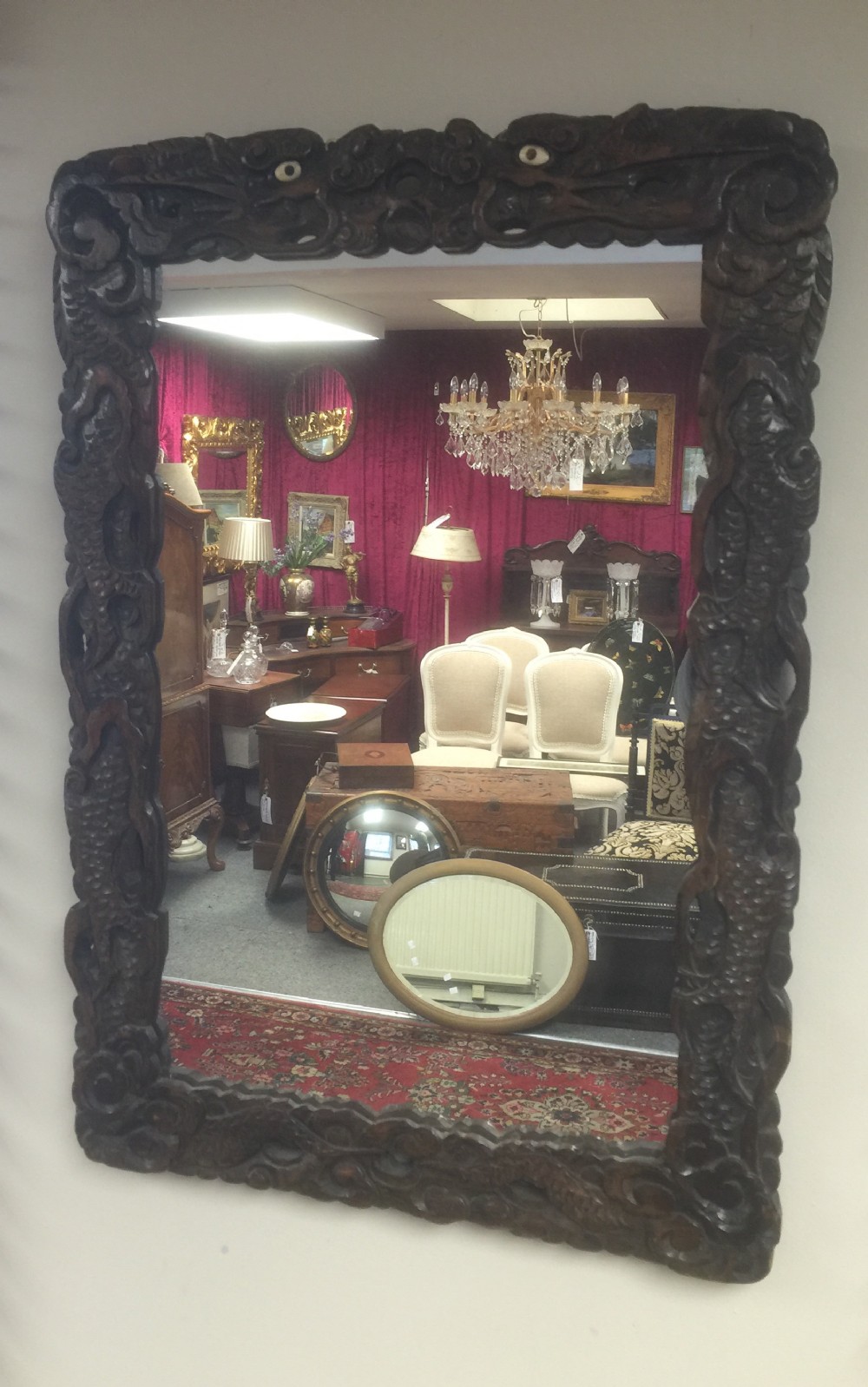 Antique carved Chinese mirror