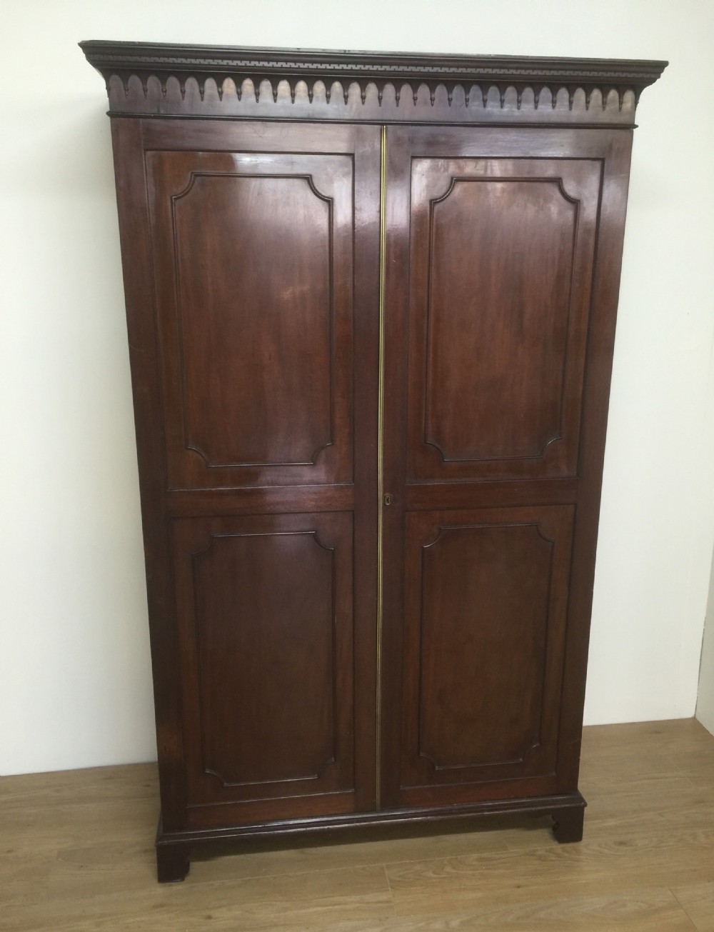 Antique Edwardian two door flame mahogany wardrobe
