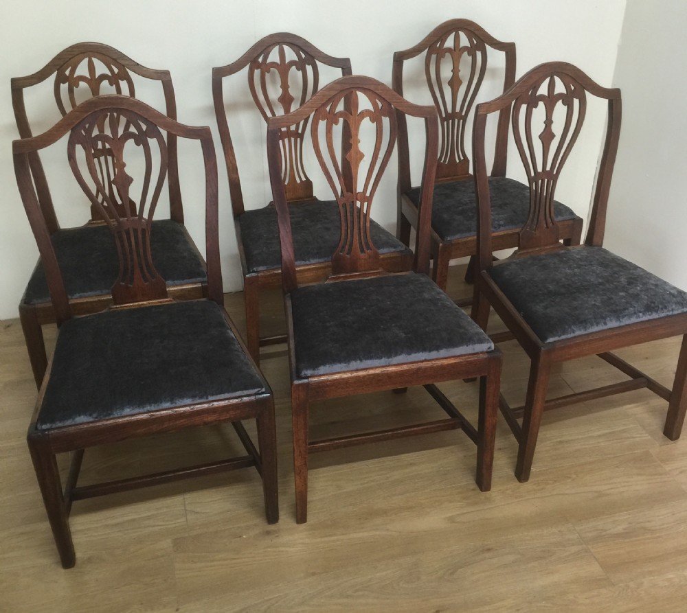 Six George 111 elm dining chairs circa 1790 
