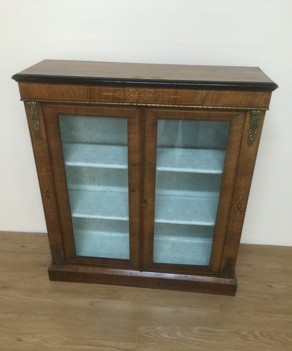 Victorian inlaid ormolu mounted walnut side cabinet 