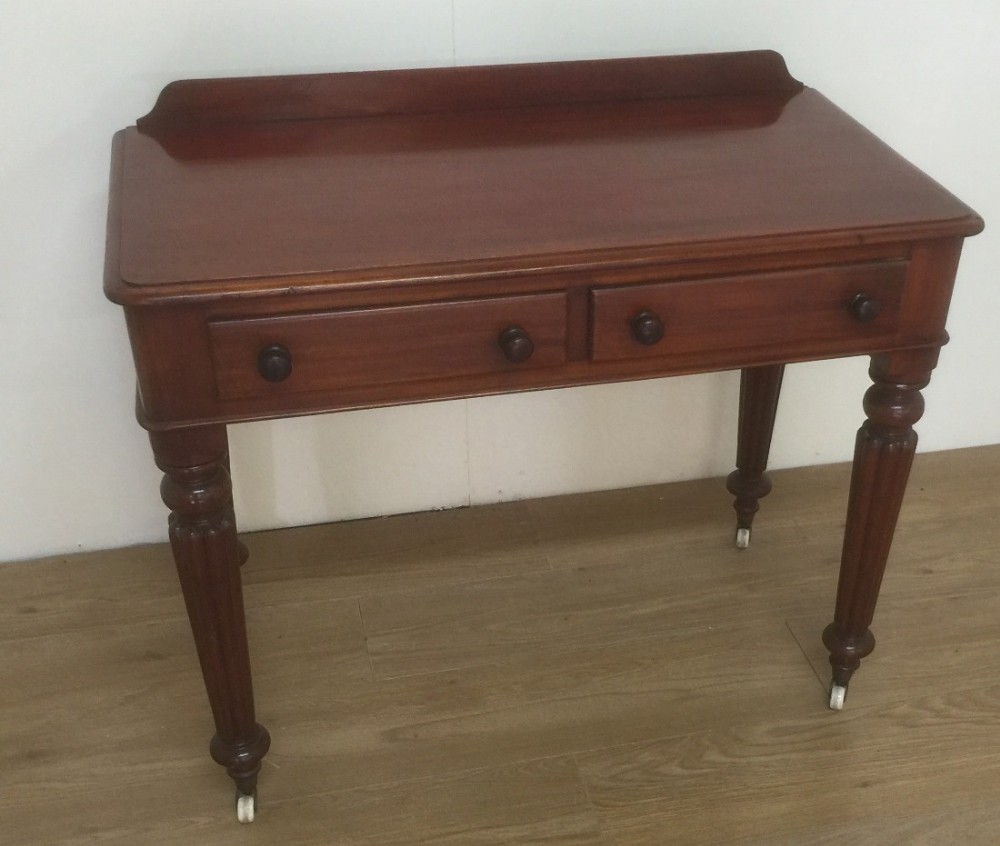 Victorian mahogany two drawer writing table 