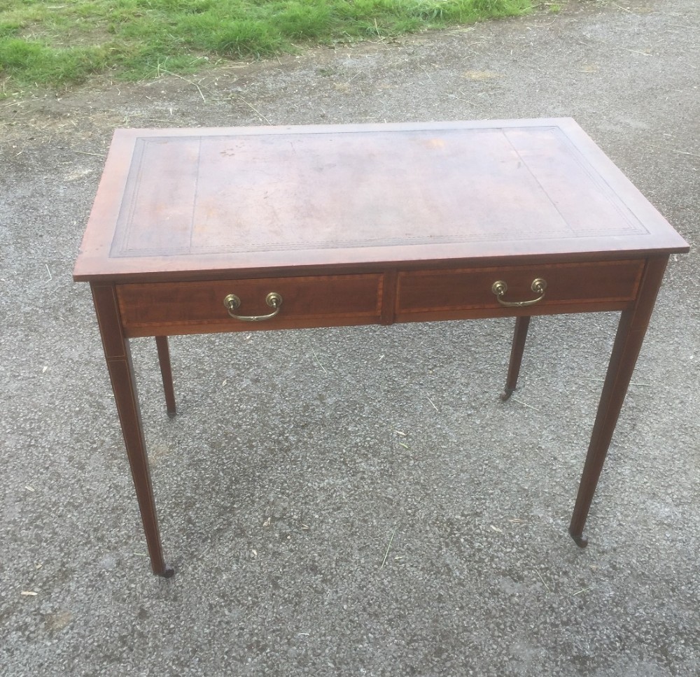 Edwardian inlaid mahogany writing table 