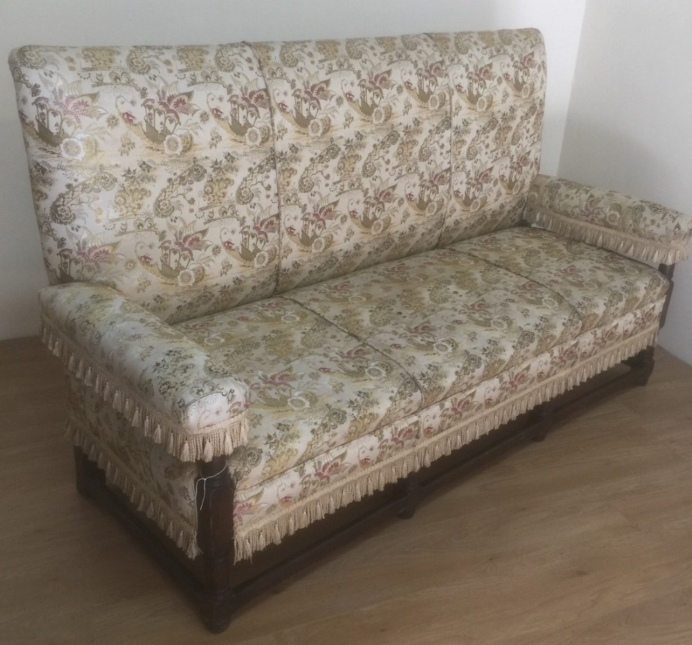 Eighteenth century country house three seater sofa Chinoiserie fabric 