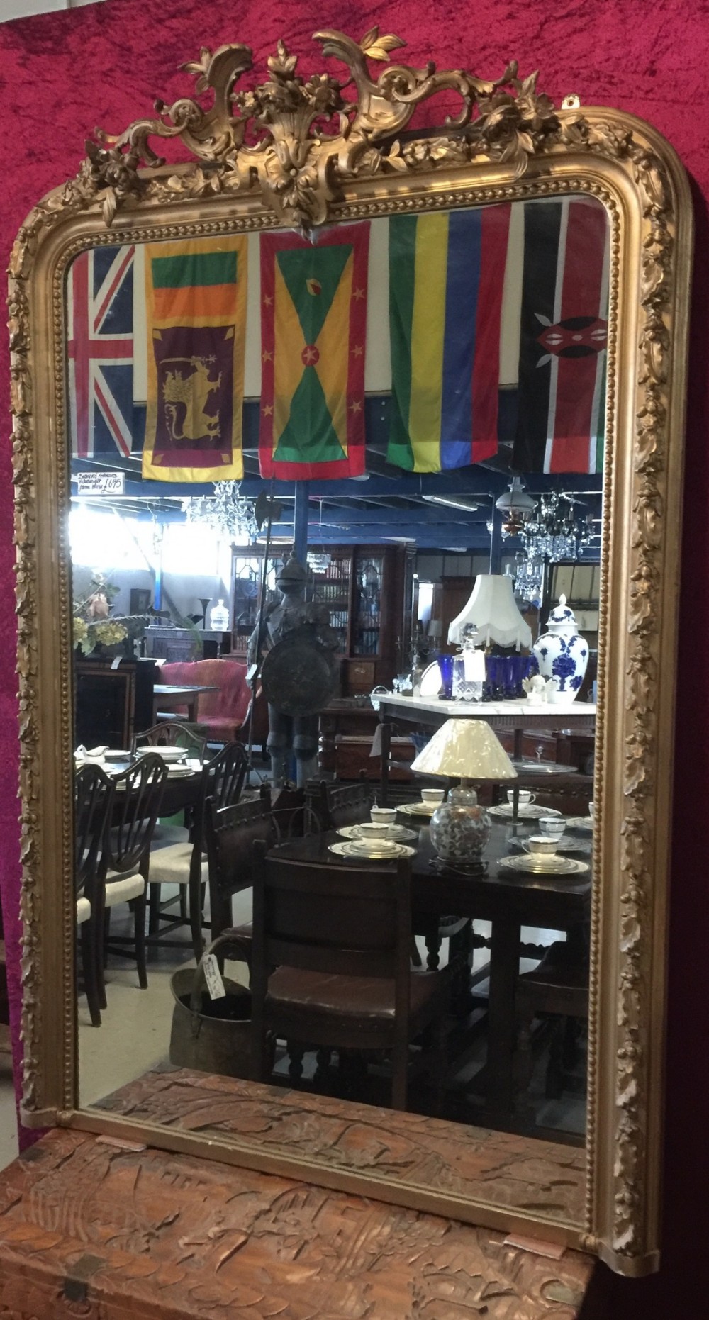 Victorian gilded carved large overmantel mirror